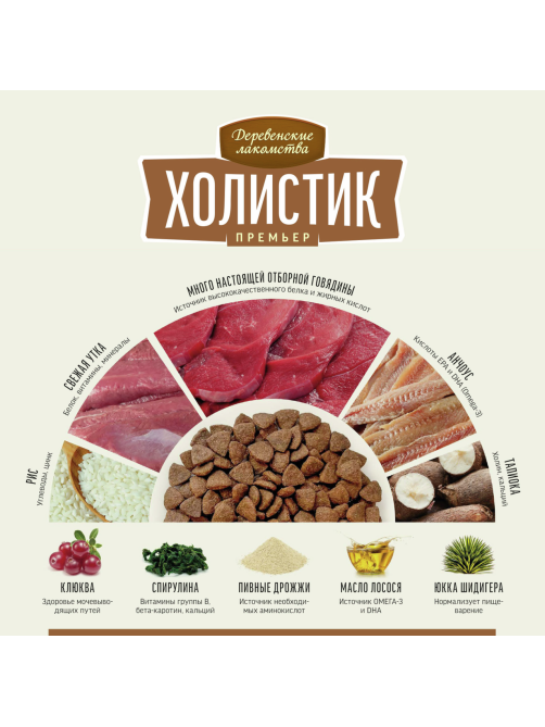Корм сухой Деревенские лакомства Холистик для кошек с говядиной, 400г