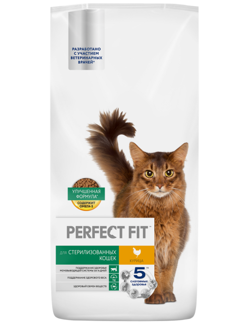 Корм сухой Perfect Fit для стерилизованных кошек курица, 5кг