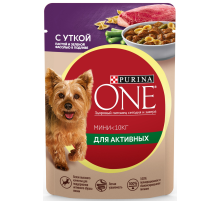 Корм влажный Purina One для собак мелких пород с уткой пастой и зеленой фасолью, 85г