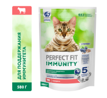 Корм сухой Perfect Fit Immunity для кошек говядина-лен-голубика, 580г