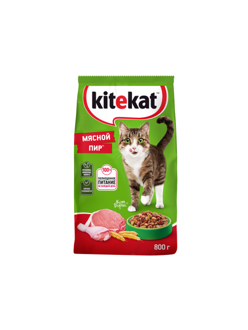 Корм сухой Kitekat Мясной Пир для взрослых кошек, 800г