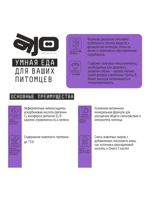 Корм сухой Ajo Sense для собак с ягненком и гречкой, 2кг