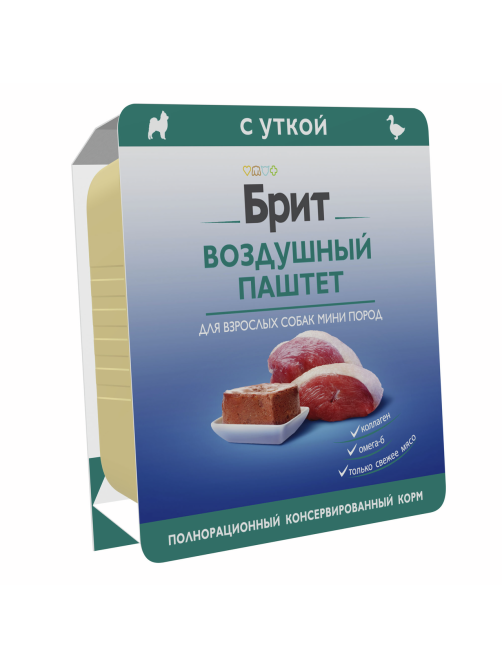 Корм влажный Брит Паштет для собак мини пород с уткой, 100г