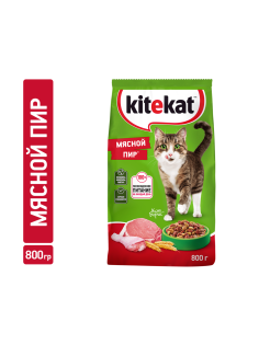 Корм сухой Kitekat Мясной Пир для взрослых кошек, 800г
