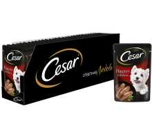 Корм влажный Cesar для взрослых собак паштет с говядиной, 80г х 28 шт