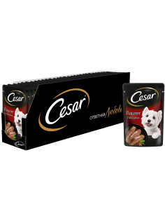 Корм влажный Cesar для взрослых собак паштет с говядиной, 80г х 28 шт