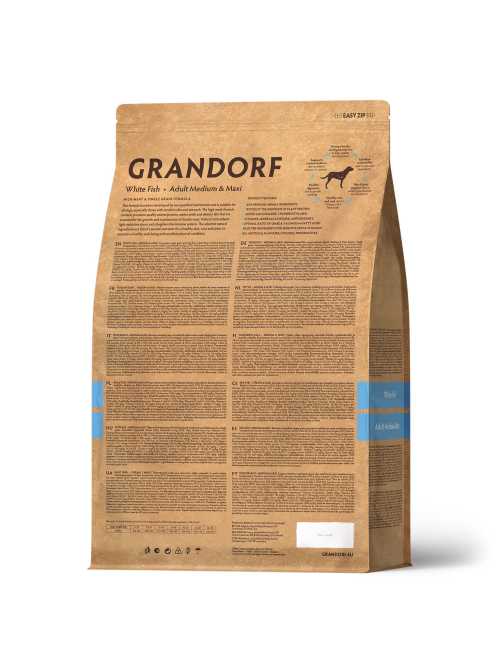 Корм сухой Grandorf для собак средних пород с белой рыбой, 3кг