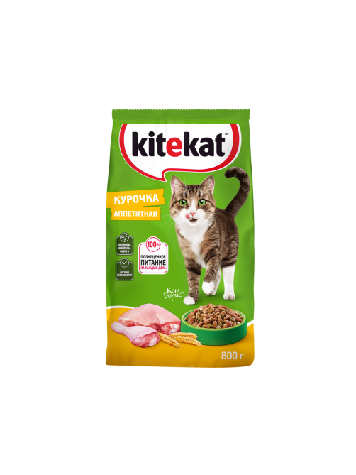 Корм сухой Kitekat Курочка аппетитная для взрослых кошек, 800г