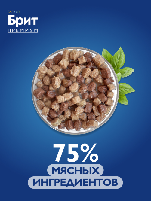 Корм влажный Брит для кошек курица-индейка, 85г
