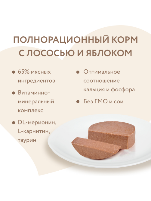 Корм влажный Мнямс для кошек деликатес лосось и яблоко, 100г