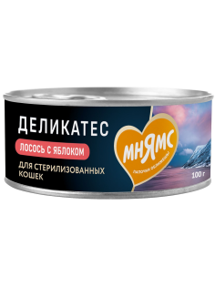 Корм влажный Мнямс для кошек деликатес лосось и яблоко, 100г