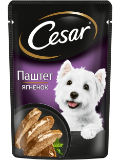 Корм влажный Cesar для взрослых собак паштет с ягнёнком, 80г