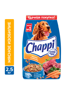 Корм сухой Chappi Мясное изобилие Сытный мясной обед для взрослых собак всех пород, 2.5кг