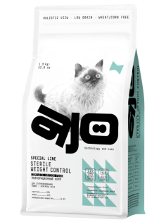 Корм сухой Ajo Sterile Weight Control для кошек курица, 1.5кг