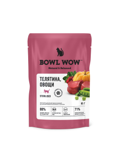 Корм влажный Bowl Wow для кошек телятина и овощи, 85г
