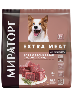 Корм сухой Мираторг для взрослых собак средних пород, 2.6кг