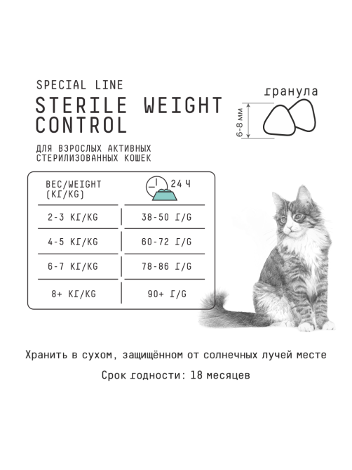 Корм сухой Ajo Sterile Weight Control для кошек курица, 1.5кг