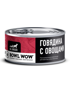 Корм влажный Bowl Wow для собак говядина и овощи, 100г