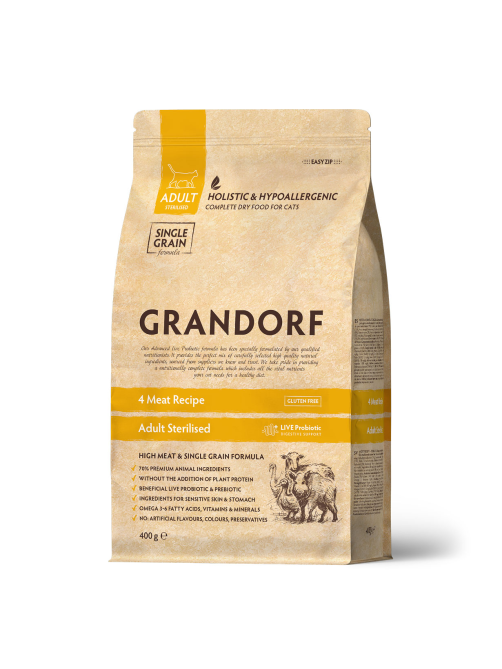 Корм сухой Grandorf для стерилизованных кошек 4 мяса, 400г