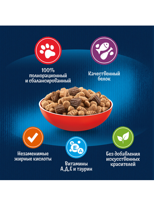 Корм сухой Felix Двойная вкуснятина для взрослых кошек с мясом, 200г
