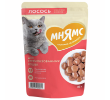Корм влажный Мнямс для кошек кусочки в соусе лосось, 85г