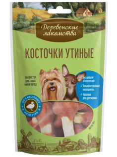 Лакомство Деревенские лакомства Косточки утиные для собак мелких пород, 55г