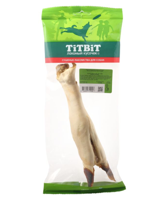 Лакомство сушеное для собак Titbit нога баранья большая, 100г