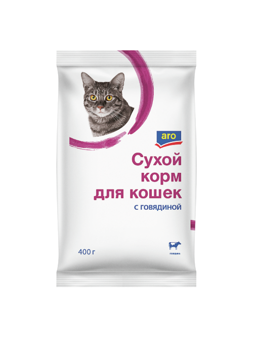 aro Корм сухой для кошек с говядиной, 400г