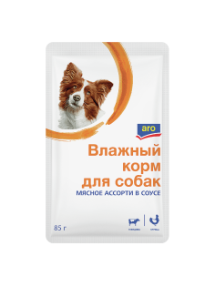 aro Корм влажный для собак мясное ассорти, 85г