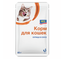 aro Корм влажный для кошек курица в соусе, 85г