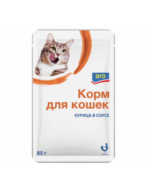 aro Корм влажный для кошек курица в соусе, 85г