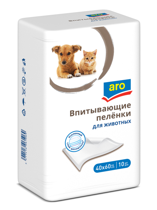 aro Пеленки одноразовые впитывающие для животных 40x60см, 10шт