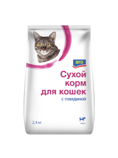aro Корм сухой для кошек с говядиной, 2.4кг
