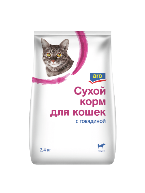 aro Корм сухой для кошек с говядиной, 2.4кг