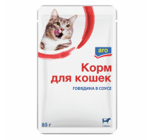 aro Корм влажный для кошек говядина в соусе, 85г
