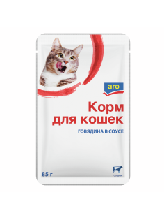 aro Корм влажный для кошек говядина в соусе, 85г