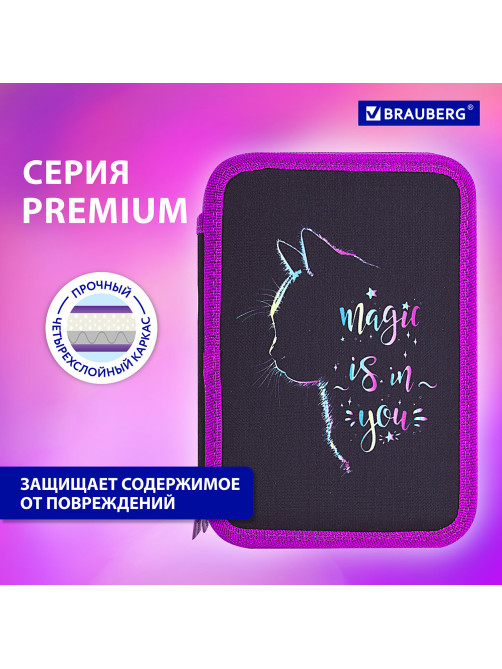 Пенал BRAUBERG, 2 отделения, полиэстер, 21х14 см, 
