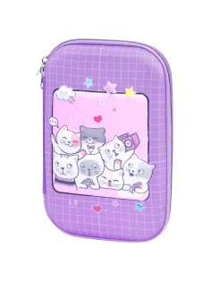 Пенал ЮНЛАНДИЯ большой, 1 отделение, 1 откидная планка, карман, полиэстер/EVA, 22х15х5 см, 