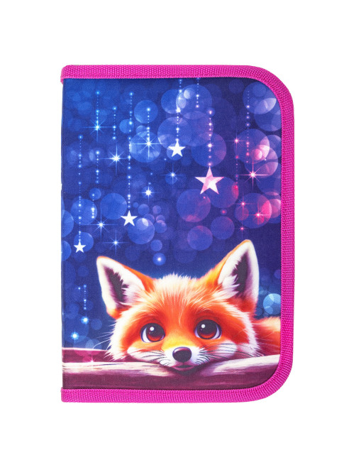 Пенал BRAUBERG, 1 отделение, 2 откидные планки, полиэстер, 21х14 см, Cute fox, 272318