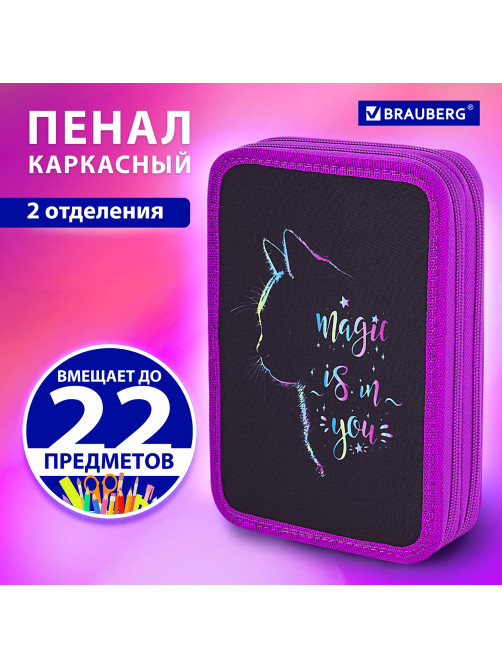 Пенал BRAUBERG, 2 отделения, полиэстер, 21х14 см, 