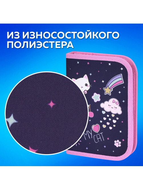 Пенал ПИФАГОР, 1 отделение, полиэстер, 19х13 см, 