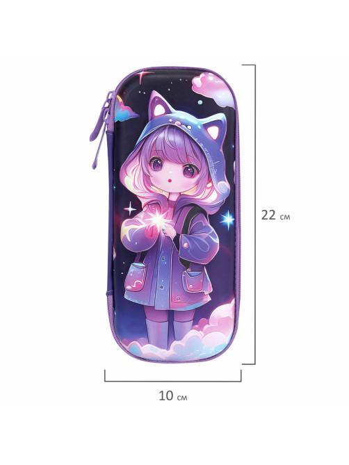 Пенал ЮНЛАНДИЯ, 1 отделение, 1 откидная планка, карман, EVA покрытие soft-touch, 22х10х5 см, 