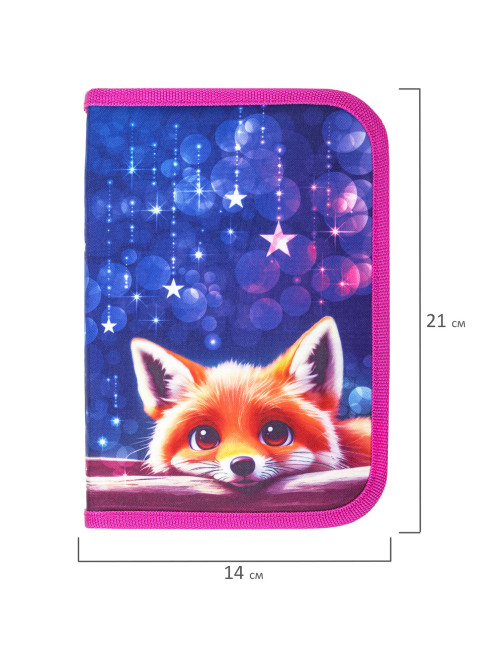 Пенал BRAUBERG, 1 отделение, 2 откидные планки, полиэстер, 21х14 см, Cute fox, 272318