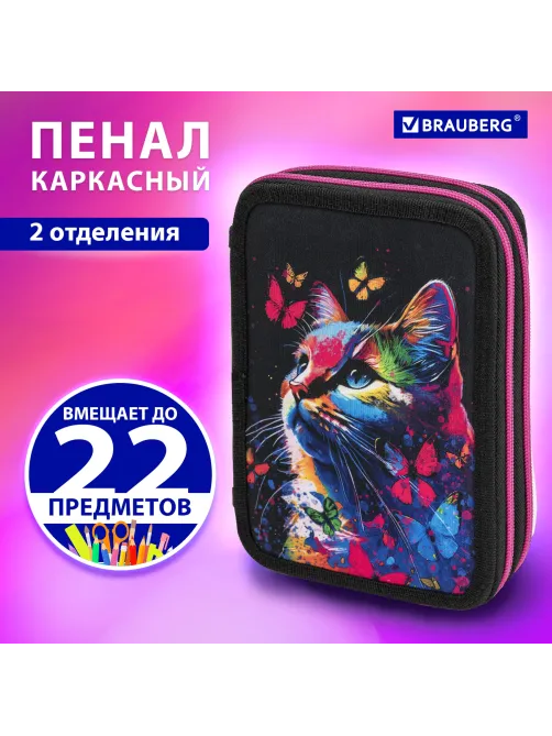 Пенал BRAUBERG, 2 отделения, полиэстер, 21х14 см, 