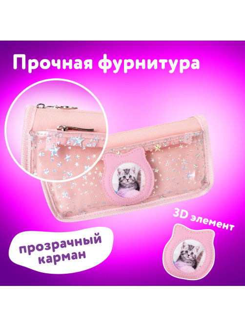 Пенал мягкий ЮНЛАНДИЯ, 2 отделения, полиэстер, 