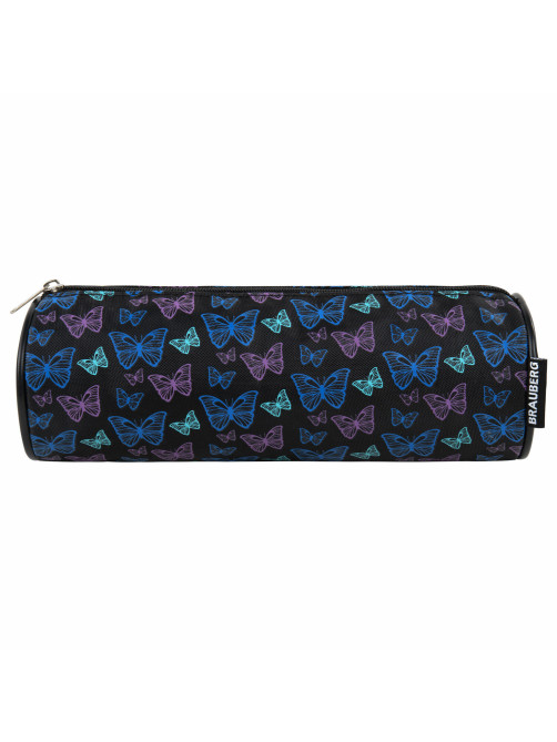 Пенал-косметичка BRAUBERG, Butterflies, черный, 20х7х7см, 272296