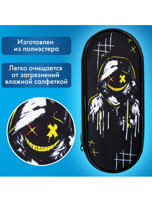 Пенал-футляр BRAUBERG, 1 отделение, органайзер, полиэстер, 22x9х5 см, 