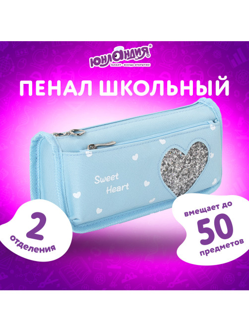 Пенал мягкий ЮНЛАНДИЯ, 2 отделения, полиэстер, 