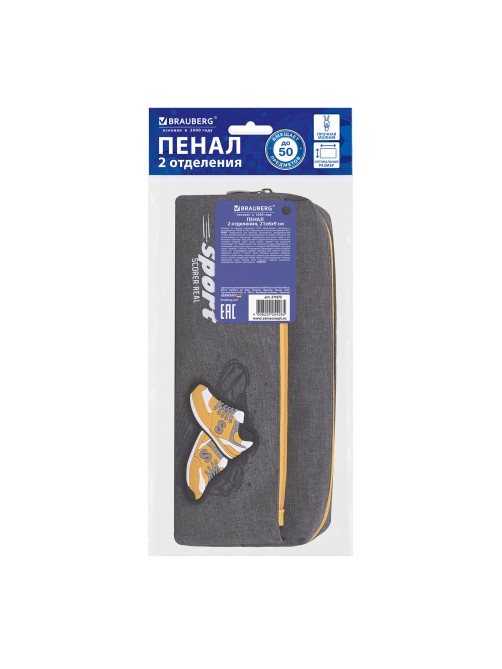 Пенал мягкий BRAUBERG, 2 отделения, полиэстер, 