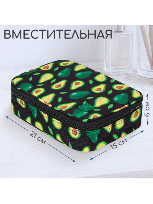 Пенал-косметичка BRAUBERG БОЛЬШОЙ, 1 отделение, 1 откидная планка, ткань, 21x15x6 см, 
